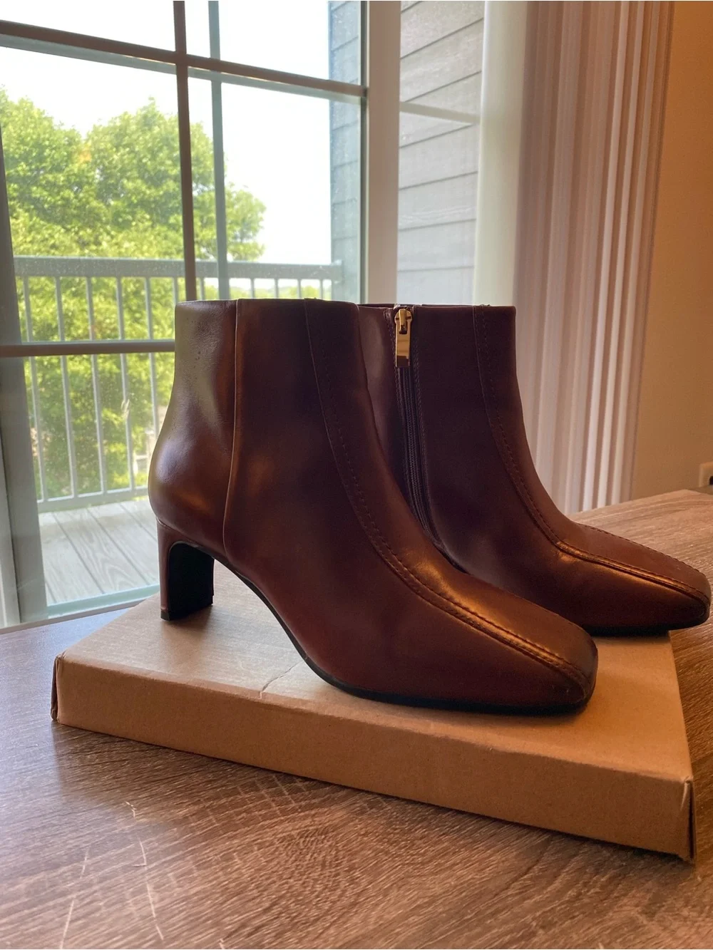 Clarks Leather Women's Brown Ankle Boots with Side Zip - Picture 2 of 10
